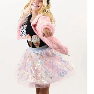 Lola + The Boys Pink and Silver Sequin Skirt